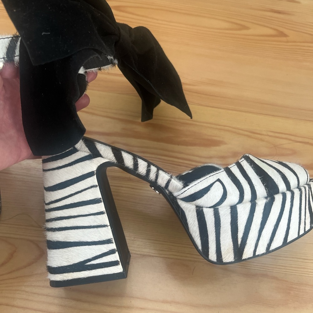 Cecelia New York Zebra Print Bow Platform
